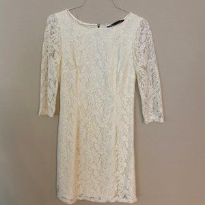 Zara Off White 3/4 Sleeve Lace Dress